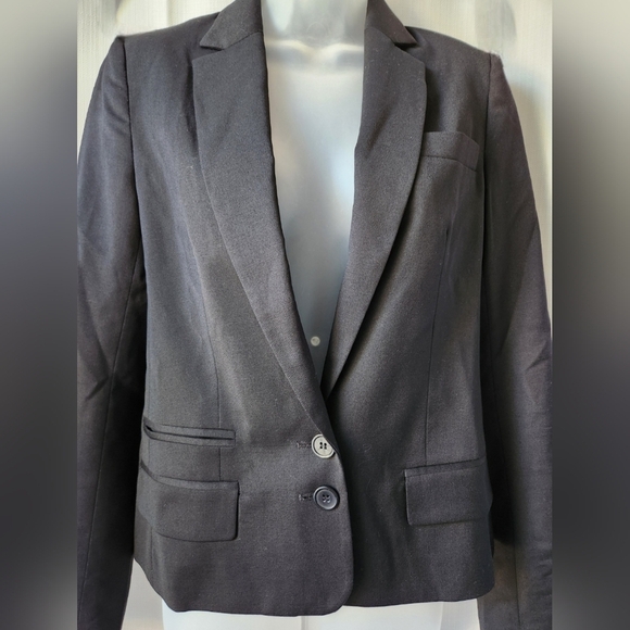 French Connection Black Virgin Wool Womens Blazer Size 4 Career Workwear - Picture 3 of 8